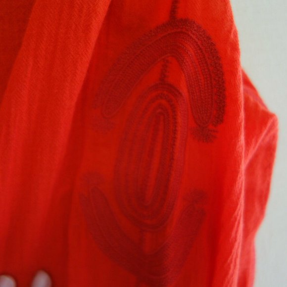 boho peasant tunic red top blouse popover XXS XS - Picture 9 of 12